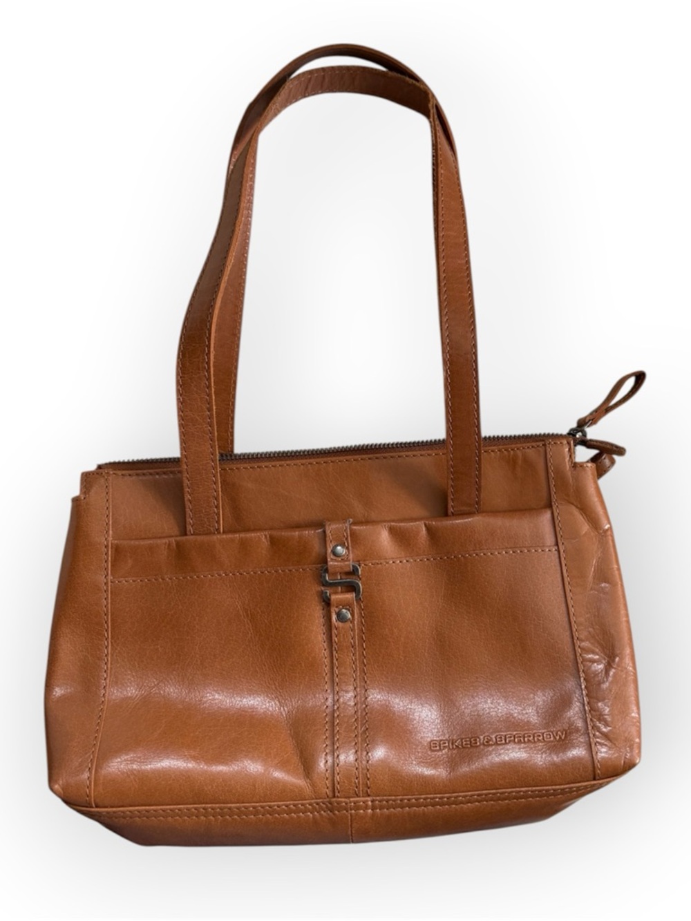 Spikes & Sparrow cognac-colored leather shoulder bag like new condition